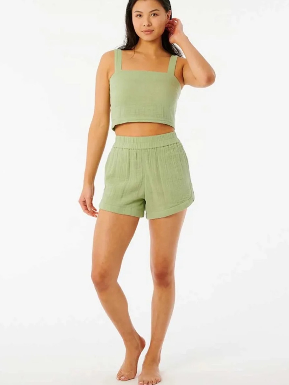 Rip Curl Women's Sage Green Elastic Waist Athletic Shorts